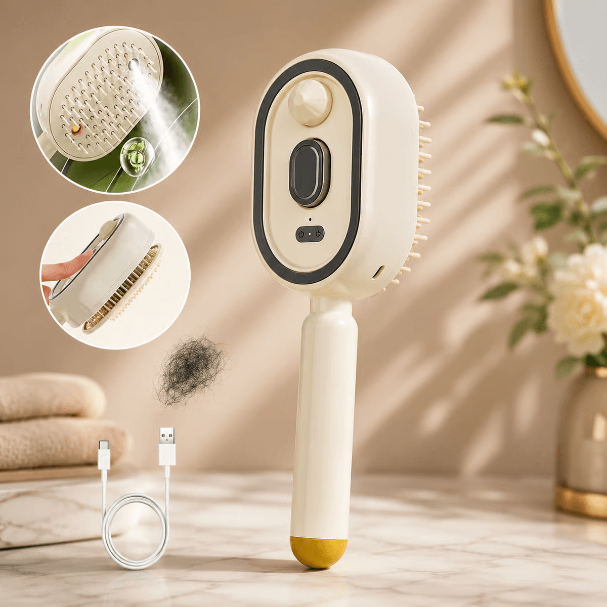 Rechargeable Detangling Steam Hair Straightener