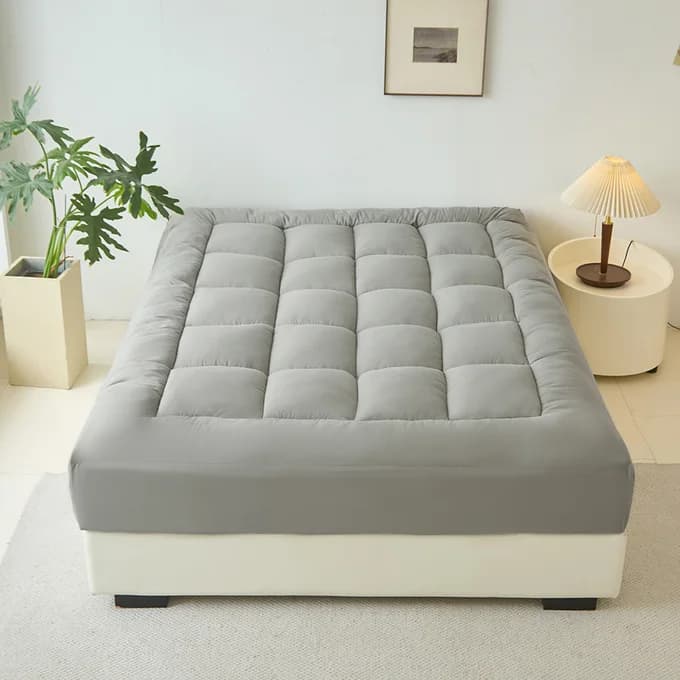 Plush Cooling Mattress Topper Gray